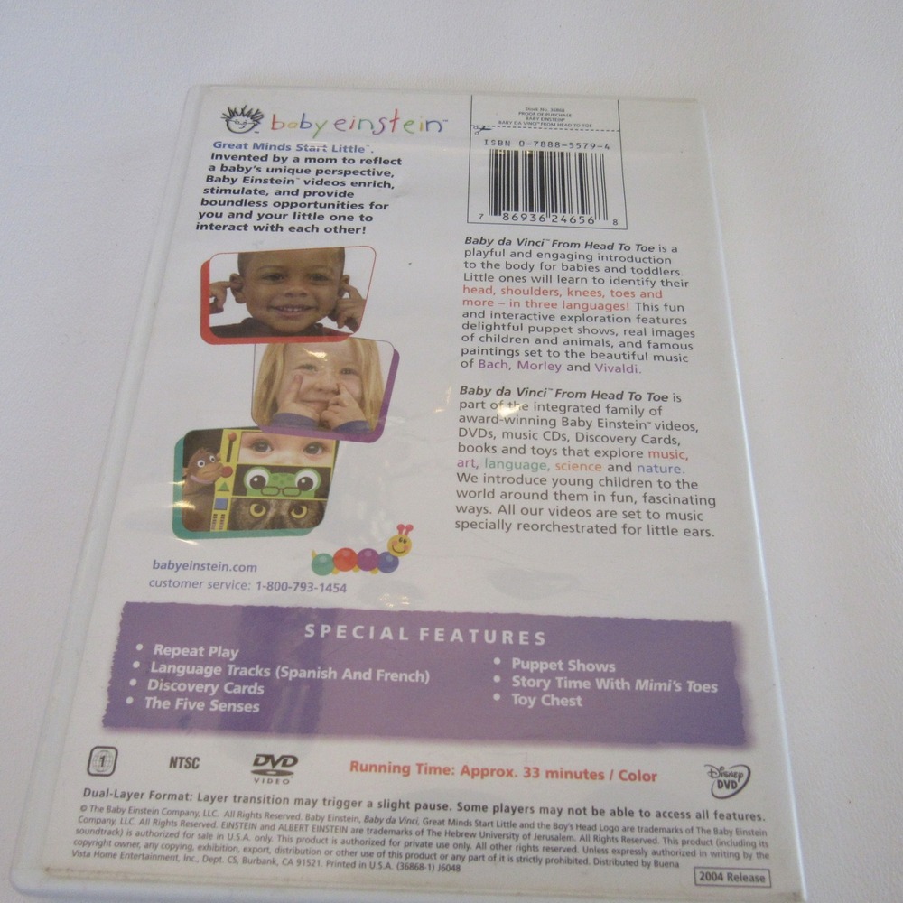 Baby Einstein Baby da Vinci From Head To Toe DVD Disney 2004 Educational Kids - Picture 2 of 4